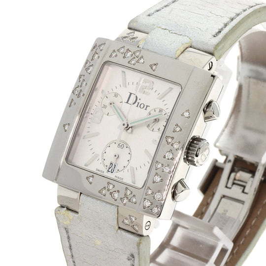 Christian Dior Watches Quartz D81-101 Stainless Steel, Leather Silver Riva Sparkling Chronograph Silver dial Women Used Authentic