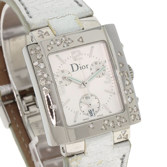 Christian Dior Watches Quartz D81-101 Stainless Steel, Leather Silver Riva Sparkling Chronograph Silver dial Women Used Authentic