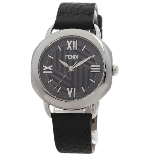 FENDI Watches Quartz 80200M Stainless Steel, Leather Silver Celeria gray dial mens Used Authentic