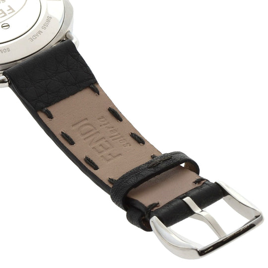 FENDI Watches Quartz 80200M Stainless Steel, Leather Silver Celeria gray dial mens Used Authentic