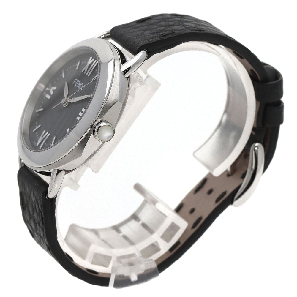FENDI Watches Quartz 80200M Stainless Steel, Leather Silver Celeria gray dial mens Used Authentic