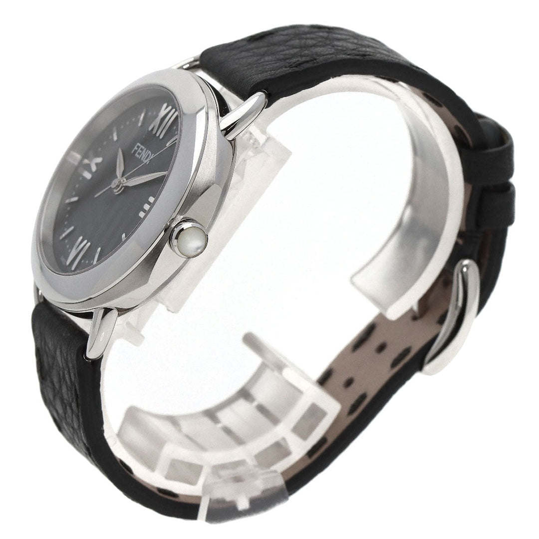 FENDI Watches Quartz 80200M Stainless Steel, Leather Silver Celeria gray dial mens Used Authentic