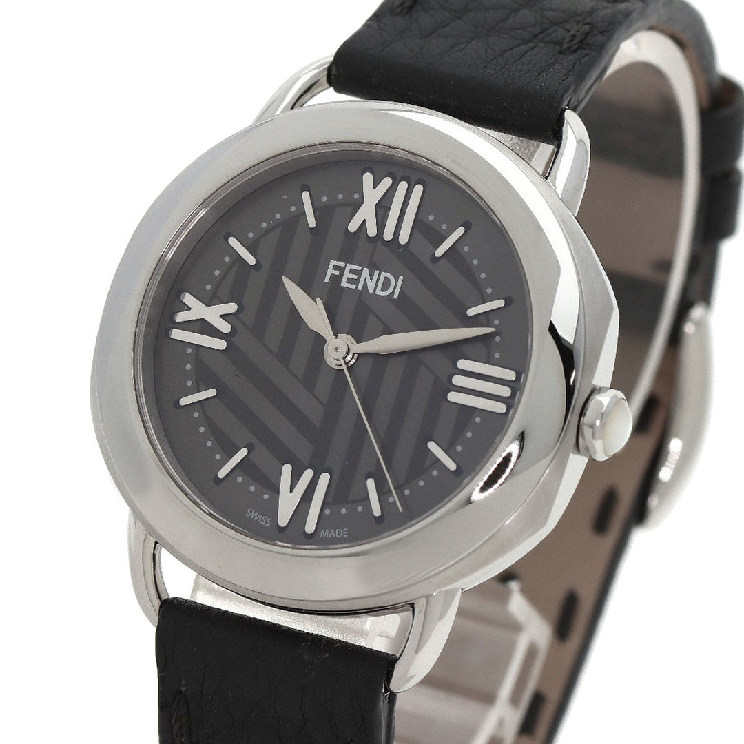 FENDI Watches Quartz 80200M Stainless Steel, Leather Silver Celeria gray dial mens Used Authentic