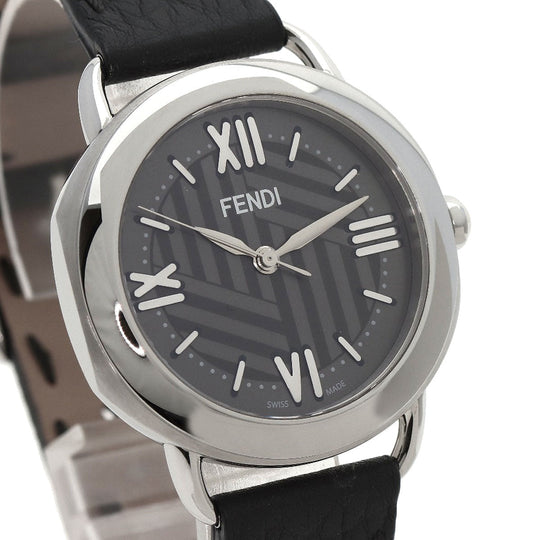 FENDI Watches Quartz 80200M Stainless Steel, Leather Silver Celeria gray dial mens Used Authentic