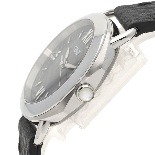 FENDI Watches Quartz 80200M Stainless Steel, Leather Silver Celeria gray dial mens Used Authentic
