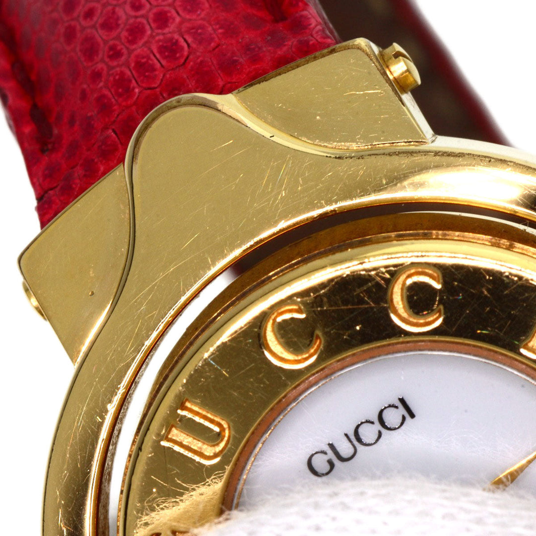 GUCCI Watches Quartz 6600 Gold Plated gold Bangle Watch Reversible white dial