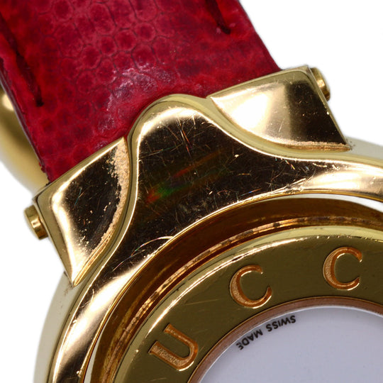 GUCCI Watches Quartz 6600 Gold Plated gold Bangle Watch Reversible white dial