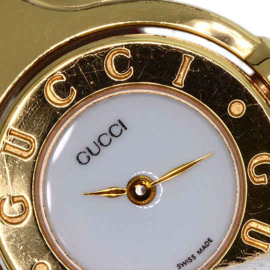 GUCCI Watches Quartz 6600 Gold Plated gold Bangle Watch Reversible white dial