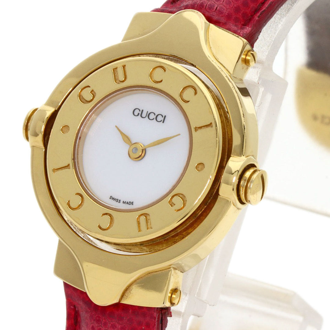 GUCCI Watches Quartz 6600 Gold Plated gold Bangle Watch Reversible white dial