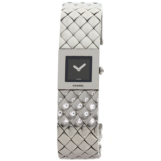CHANEL Watches Quartz H0008 Stainless Steel , Stainless Steel Silver Matrasse black dial Women Used Authentic