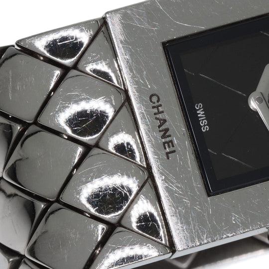 CHANEL Watches Quartz H0008 Stainless Steel , Stainless Steel Silver Matrasse black dial Women Used Authentic