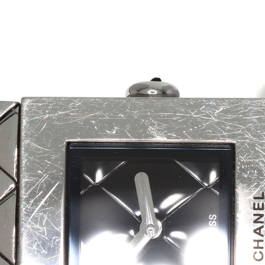 CHANEL Watches Quartz H0008 Stainless Steel , Stainless Steel Silver Matrasse black dial Women Used Authentic