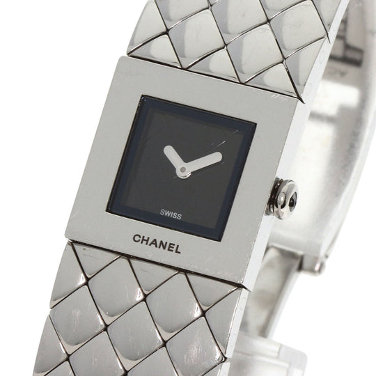 CHANEL Watches Quartz H0008 Stainless Steel , Stainless Steel Silver Matrasse black dial Women Used Authentic