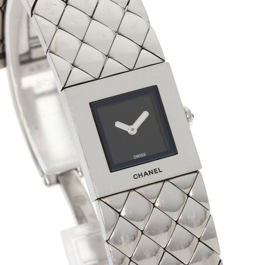 CHANEL Watches Quartz H0008 Stainless Steel , Stainless Steel Silver Matrasse black dial Women Used Authentic