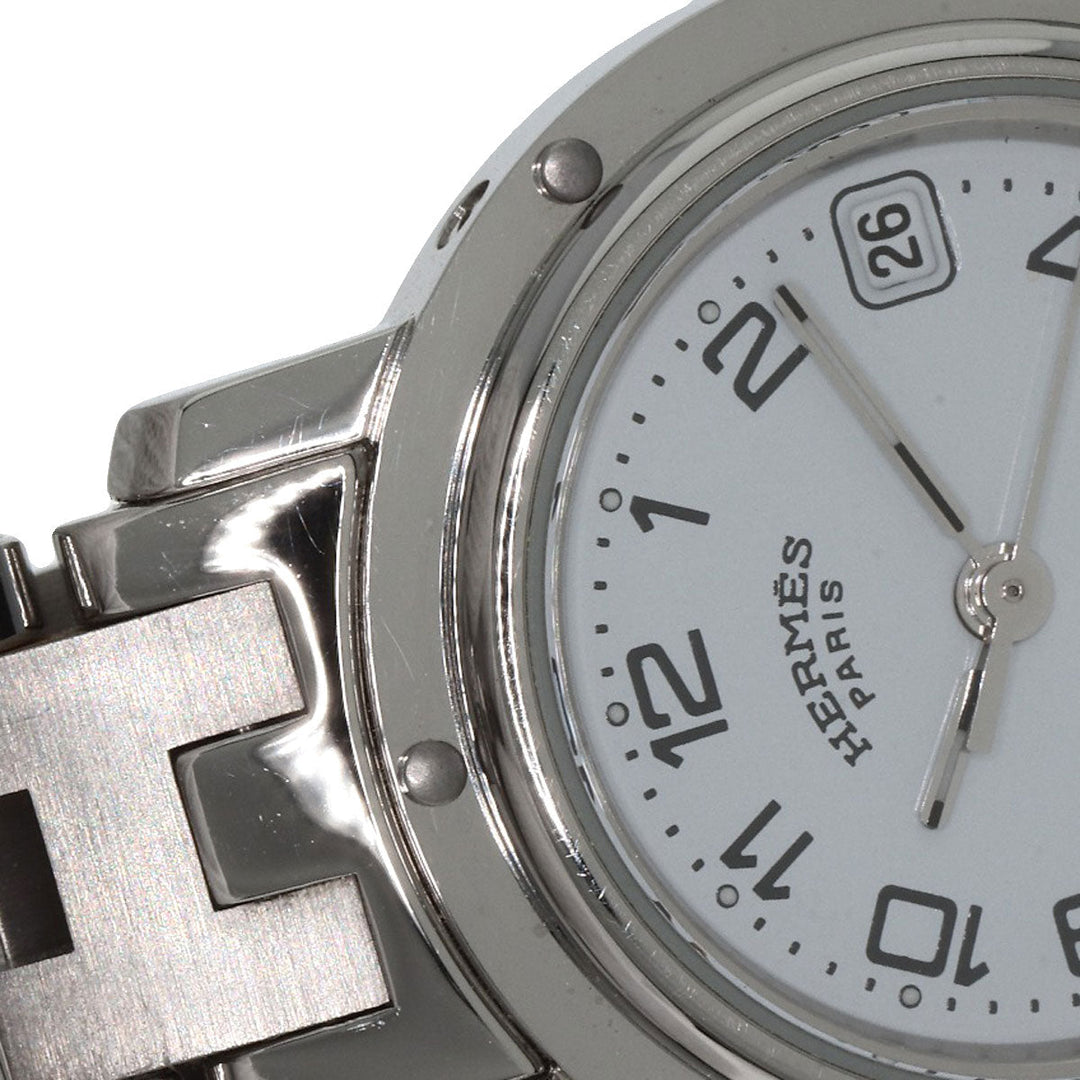 HERMES Watches Quartz CL4.210 Stainless Steel , Stainless Steel Silver Clipper white dial Women Used Authentic