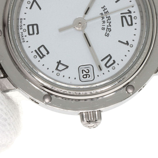 HERMES Watches Quartz CL4.210 Stainless Steel , Stainless Steel Silver Clipper white dial Women Used Authentic