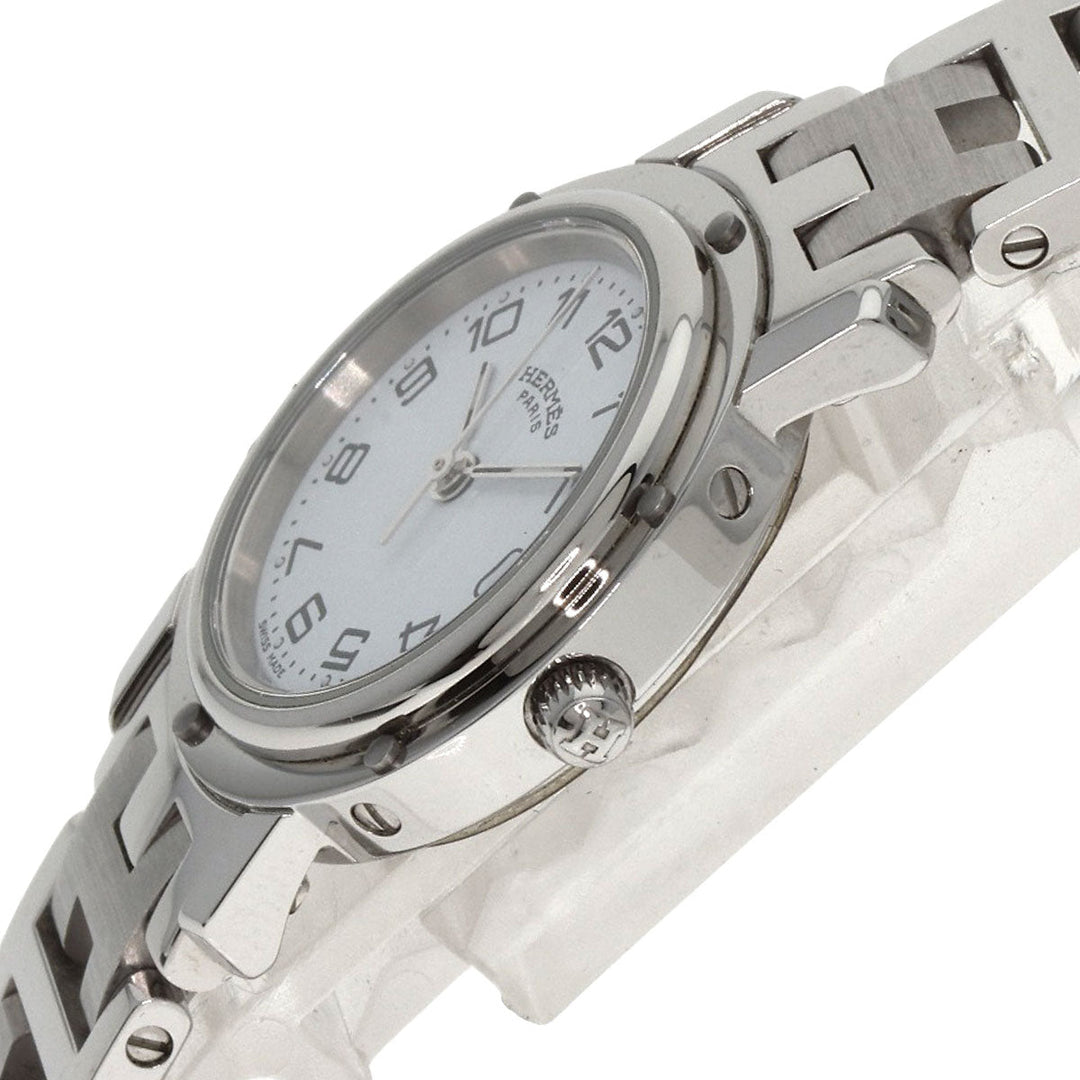 HERMES Watches Quartz CL4.210 Stainless Steel , Stainless Steel Silver Clipper white dial Women Used Authentic