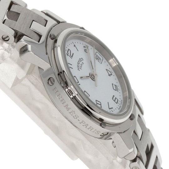 HERMES Watches Quartz CL4.210 Stainless Steel , Stainless Steel Silver Clipper white dial Women Used Authentic