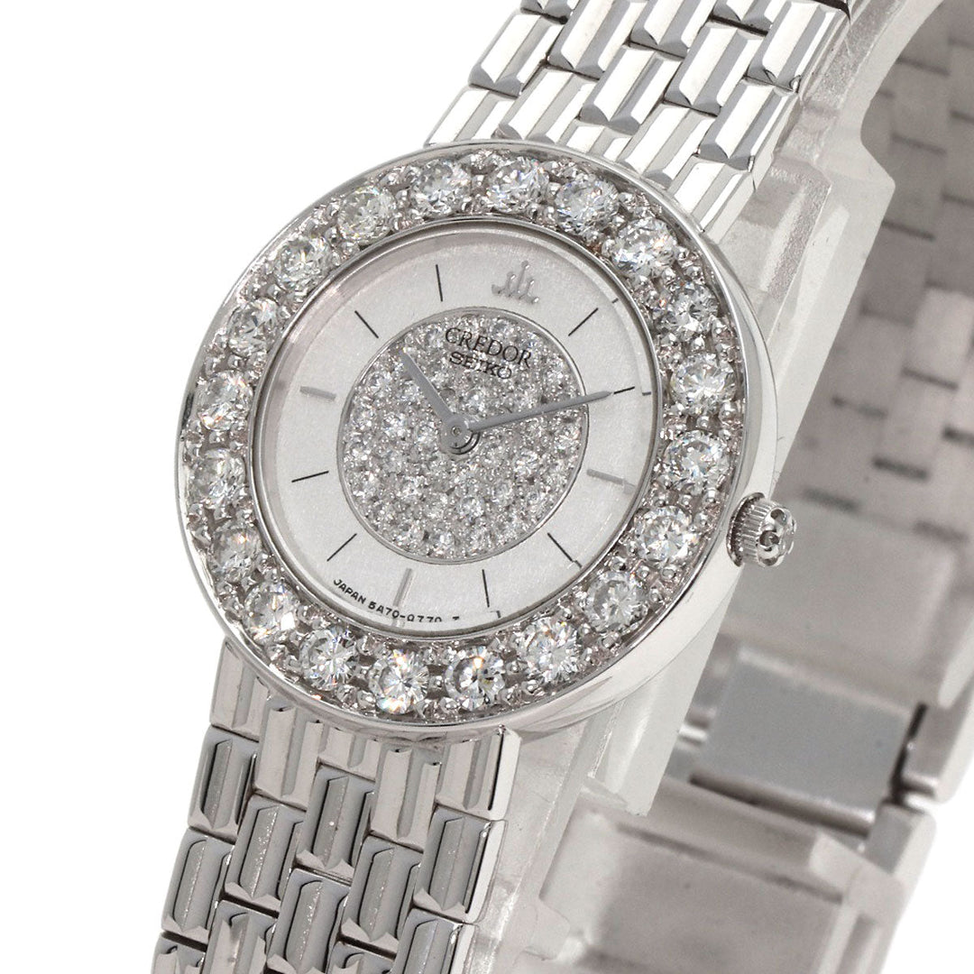 SEIKO Watches Quartz GTWE005 5A70-0380 K18WG Silver CREDOR Bezel Dial Diamond Silverx diamond dial
