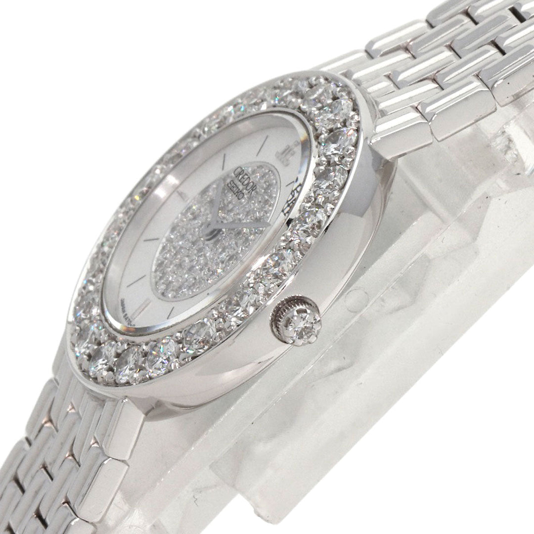 SEIKO Watches Quartz GTWE005 5A70-0380 K18WG Silver CREDOR Bezel Dial Diamond Silverx diamond dial