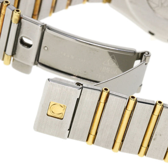 OMEGA Watches Quartz Stainless Steel, Combination, Diamond gold Constellation Flat Bezel Full Bar Diamond black dial mens Used Authentic