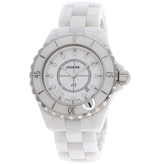 CHANEL Watches Quartz H1628 ceramic white J12 1.3" 12P Diamond white dial