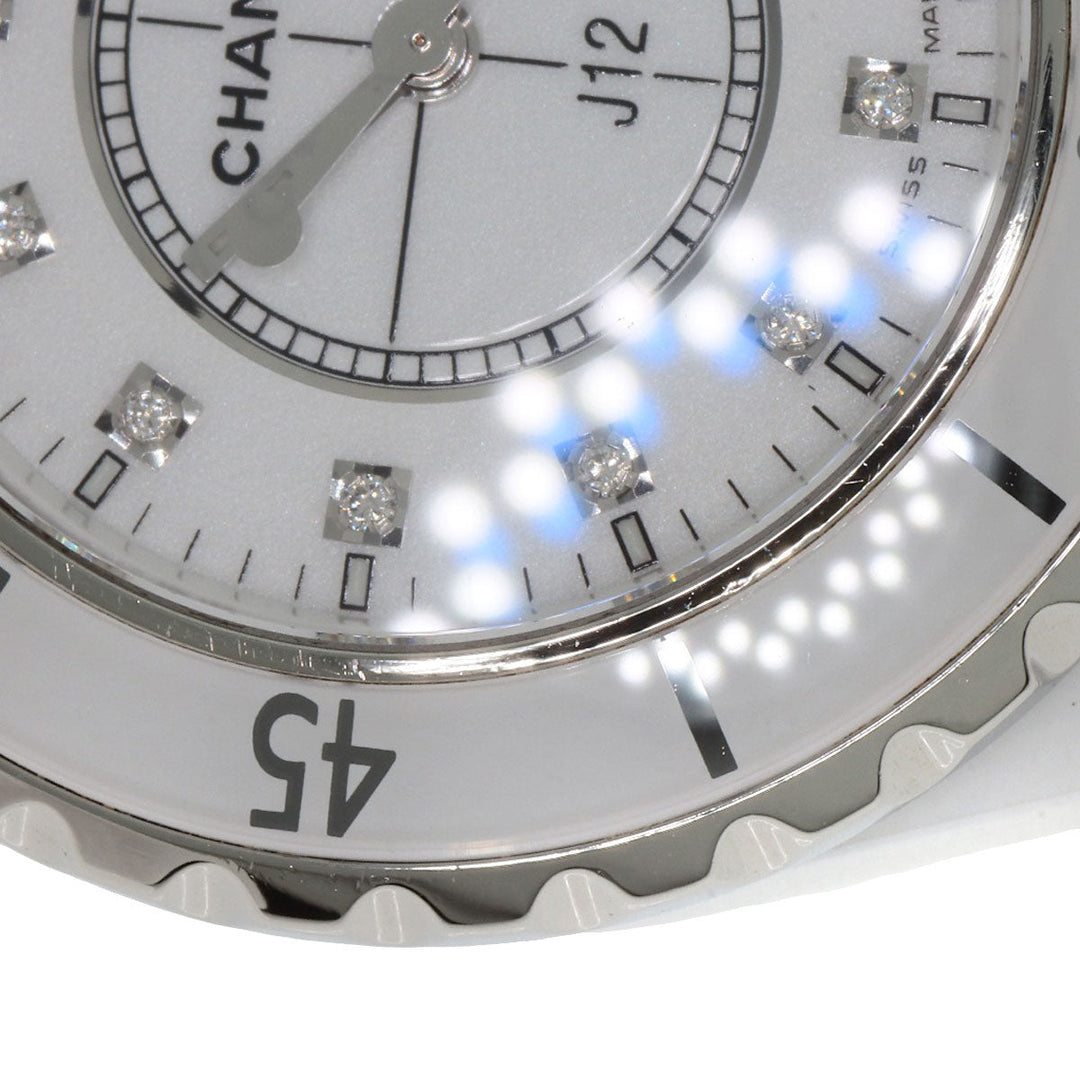 CHANEL Watches Quartz H1628 ceramic white J12 1.3" 12P Diamond white dial