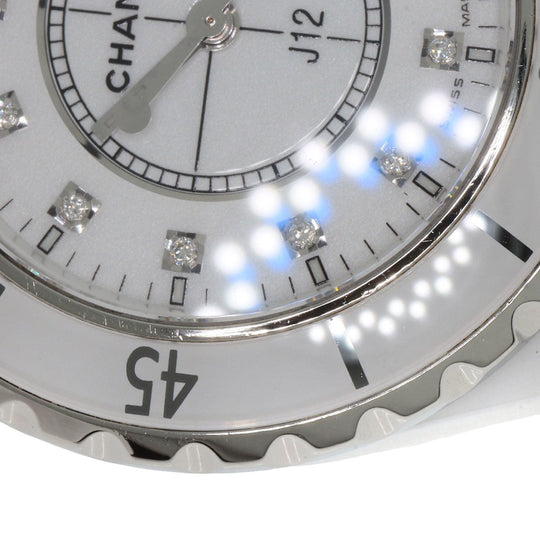 CHANEL Watches Quartz H1628 ceramic white J12 1.3" 12P Diamond white dial