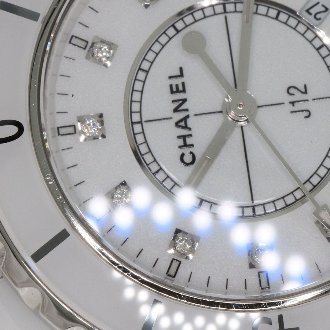 CHANEL Watches Quartz H1628 ceramic white J12 1.3" 12P Diamond white dial