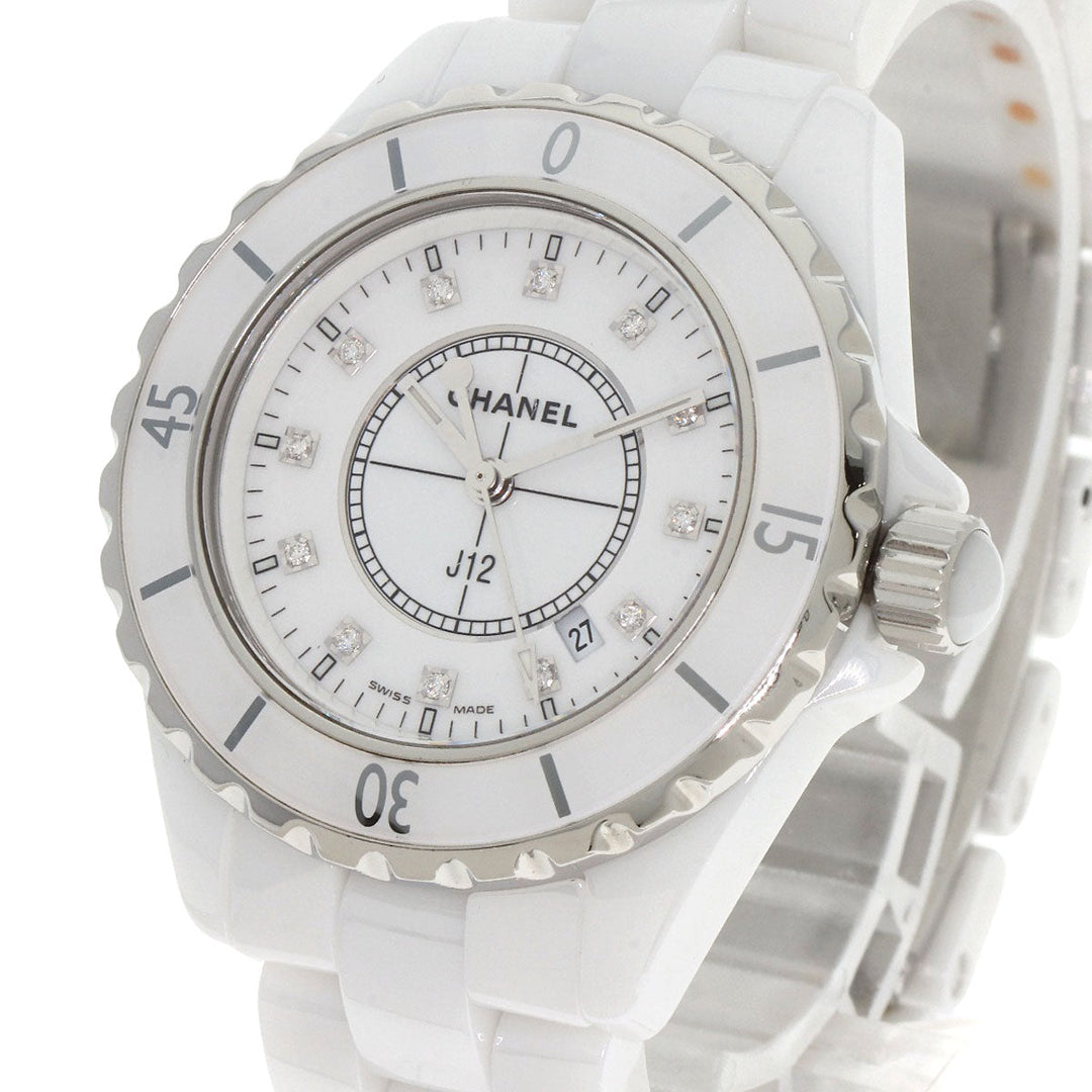 CHANEL Watches Quartz H1628 ceramic white J12 1.3" 12P Diamond white dial