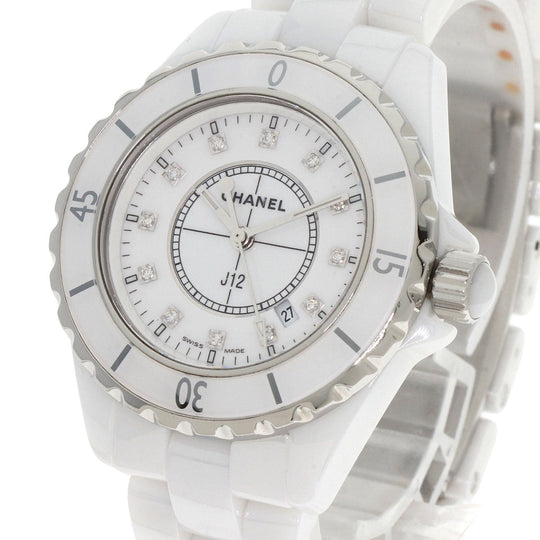 CHANEL Watches Quartz H1628 ceramic white J12 1.3" 12P Diamond white dial