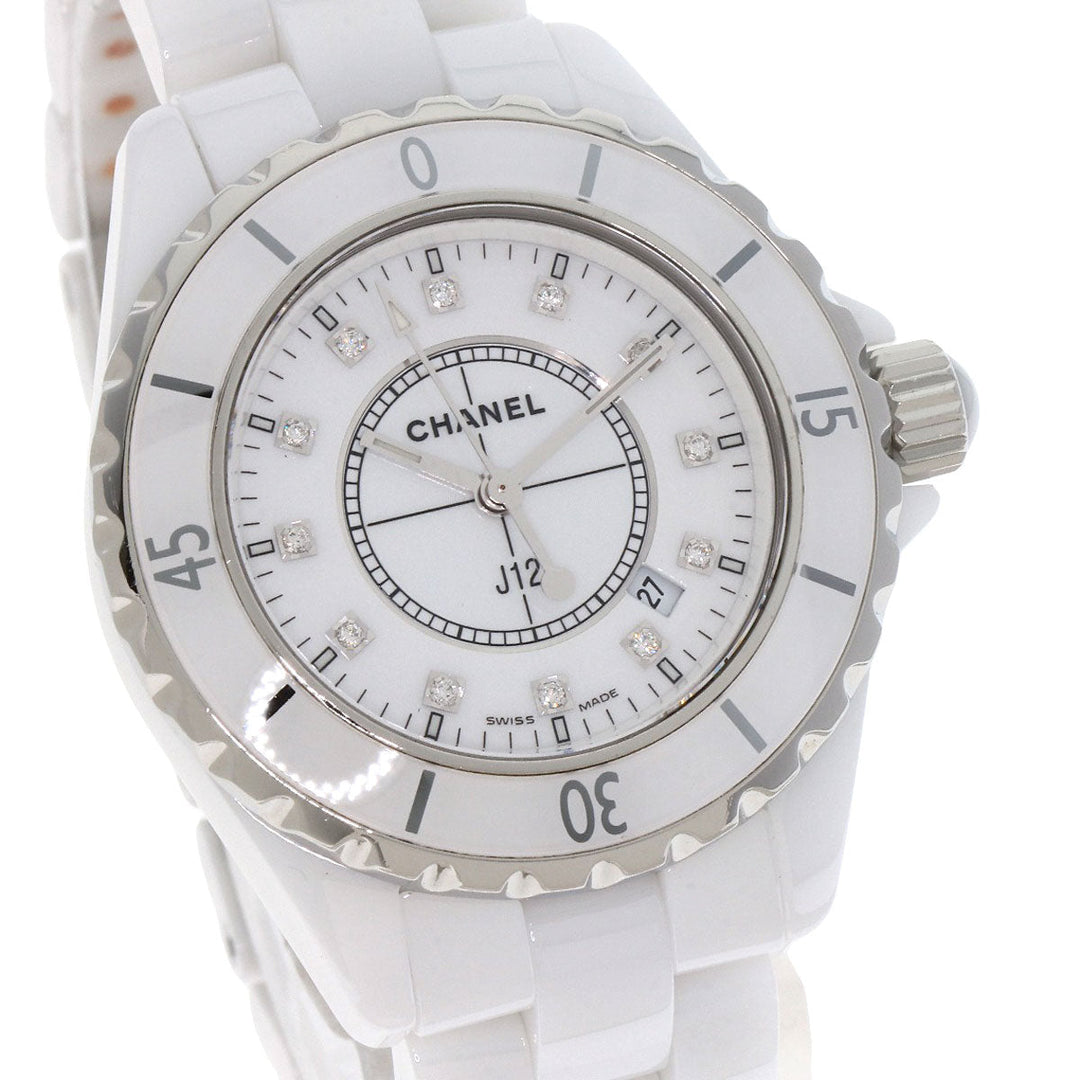 CHANEL Watches Quartz H1628 ceramic white J12 1.3" 12P Diamond white dial