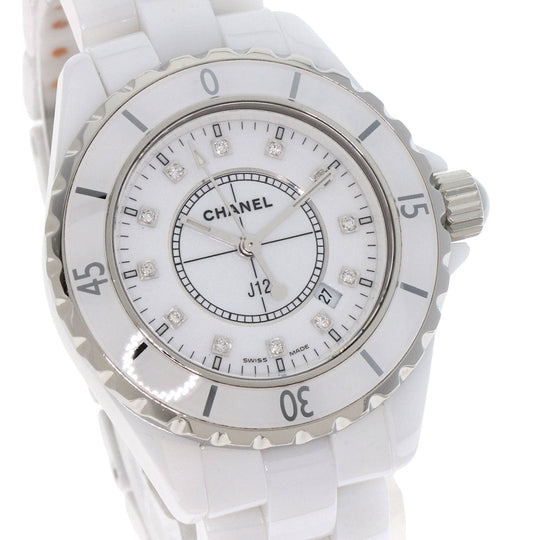 CHANEL Watches Quartz H1628 ceramic white J12 1.3" 12P Diamond white dial