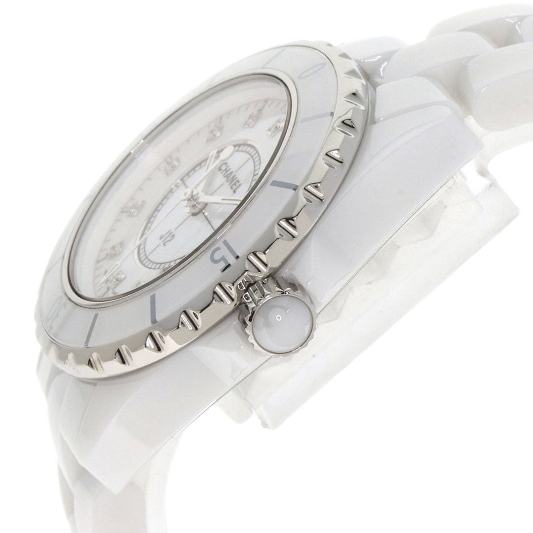 CHANEL Watches Quartz H1628 ceramic white J12 1.3" 12P Diamond white dial