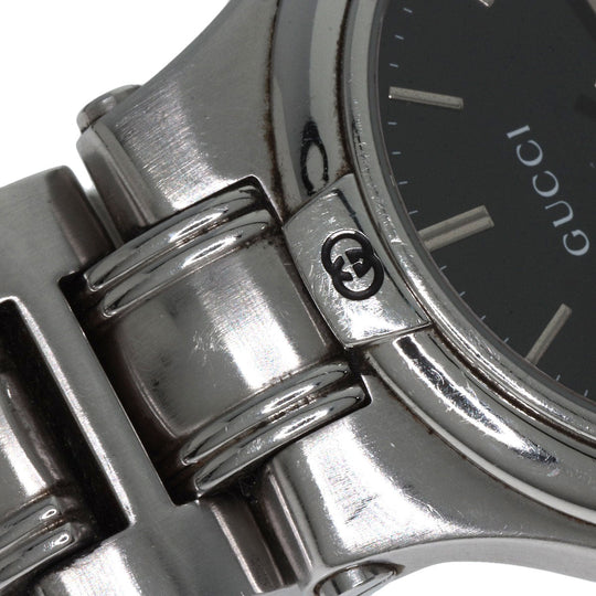 GUCCI Watches Quartz 9040M Stainless Steel , Stainless Steel Silver Double G black dial mens Used Authentic