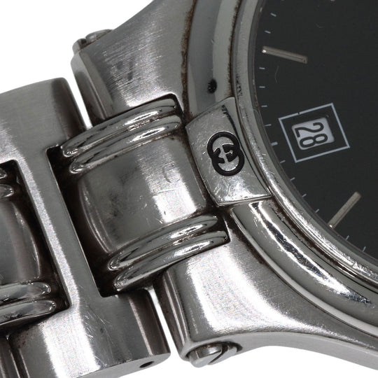 GUCCI Watches Quartz 9040M Stainless Steel , Stainless Steel Silver Double G black dial mens Used Authentic