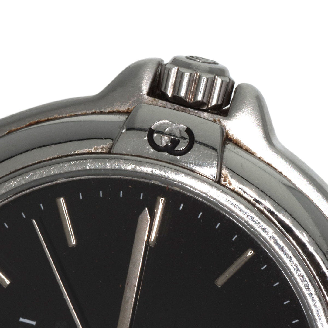GUCCI Watches Quartz 9040M Stainless Steel , Stainless Steel Silver Double G black dial mens Used Authentic