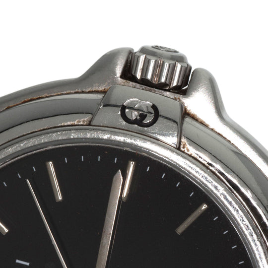 GUCCI Watches Quartz 9040M Stainless Steel , Stainless Steel Silver Double G black dial mens Used Authentic