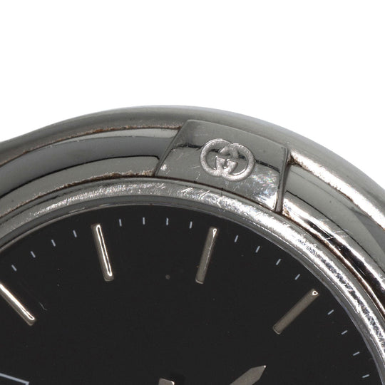 GUCCI Watches Quartz 9040M Stainless Steel , Stainless Steel Silver Double G black dial mens Used Authentic