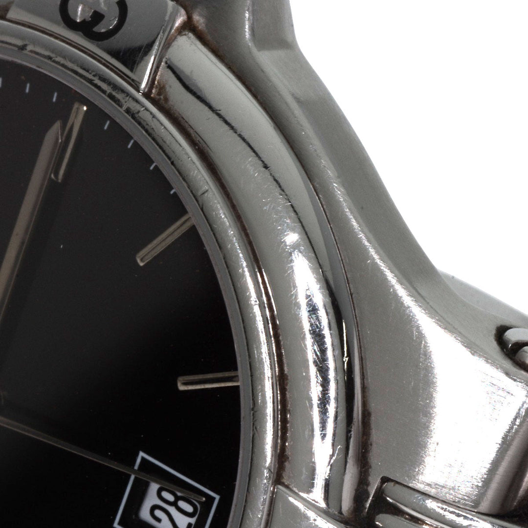 GUCCI Watches Quartz 9040M Stainless Steel , Stainless Steel Silver Double G black dial mens Used Authentic
