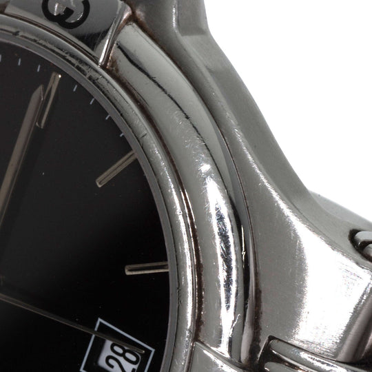 GUCCI Watches Quartz 9040M Stainless Steel , Stainless Steel Silver Double G black dial mens Used Authentic