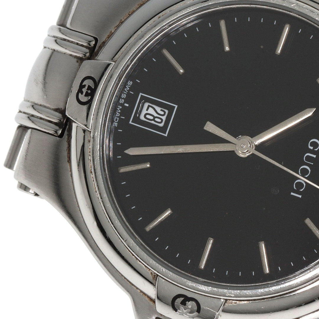 GUCCI Watches Quartz 9040M Stainless Steel , Stainless Steel Silver Double G black dial mens Used Authentic