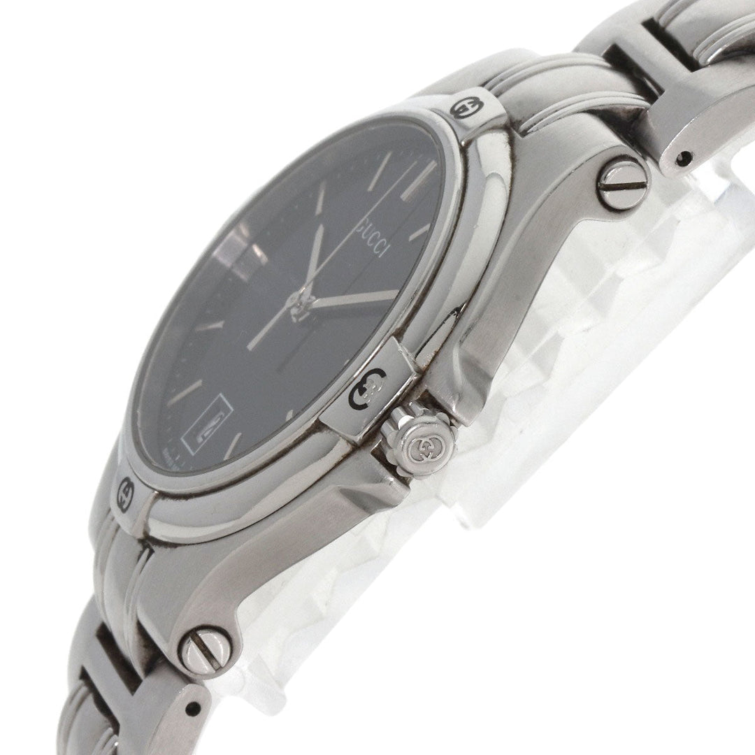 GUCCI Watches Quartz 9040M Stainless Steel , Stainless Steel Silver Double G black dial mens Used Authentic