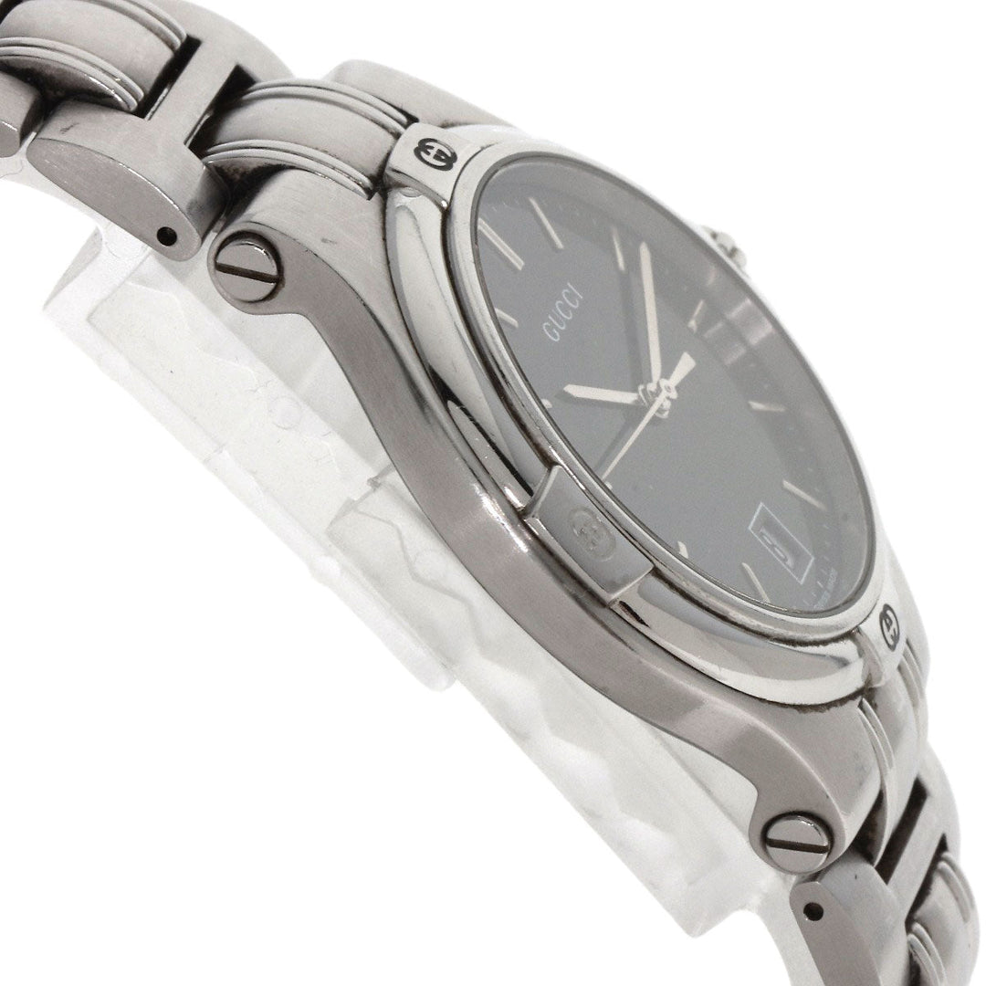 GUCCI Watches Quartz 9040M Stainless Steel , Stainless Steel Silver Double G black dial mens Used Authentic