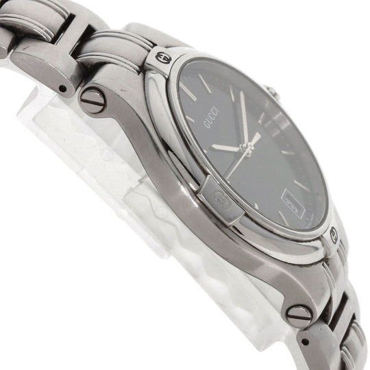 GUCCI Watches Quartz 9040M Stainless Steel , Stainless Steel Silver Double G black dial mens Used Authentic