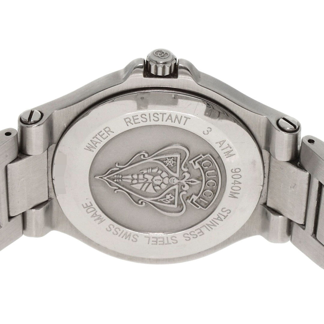 GUCCI Watches Quartz 9040M Stainless Steel , Stainless Steel Silver Double G black dial mens Used Authentic