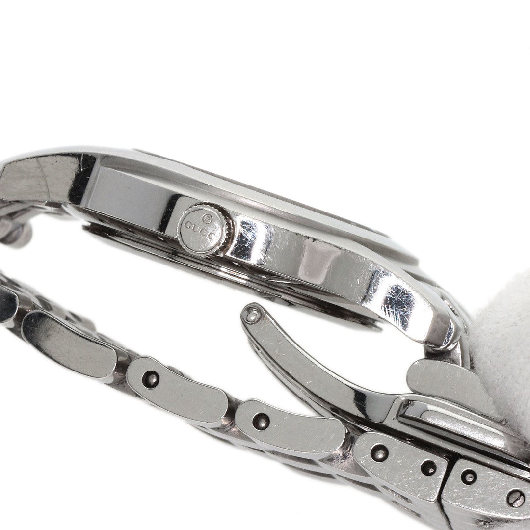 GUCCI Watches Quartz 5500L Stainless Steel , Stainless Steel Silver 11P Diamond black dial Women Used Authentic