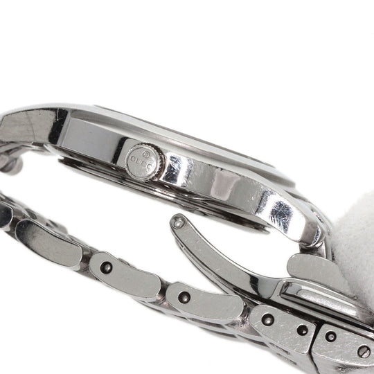 GUCCI Watches Quartz 5500L Stainless Steel , Stainless Steel Silver 11P Diamond black dial Women Used Authentic