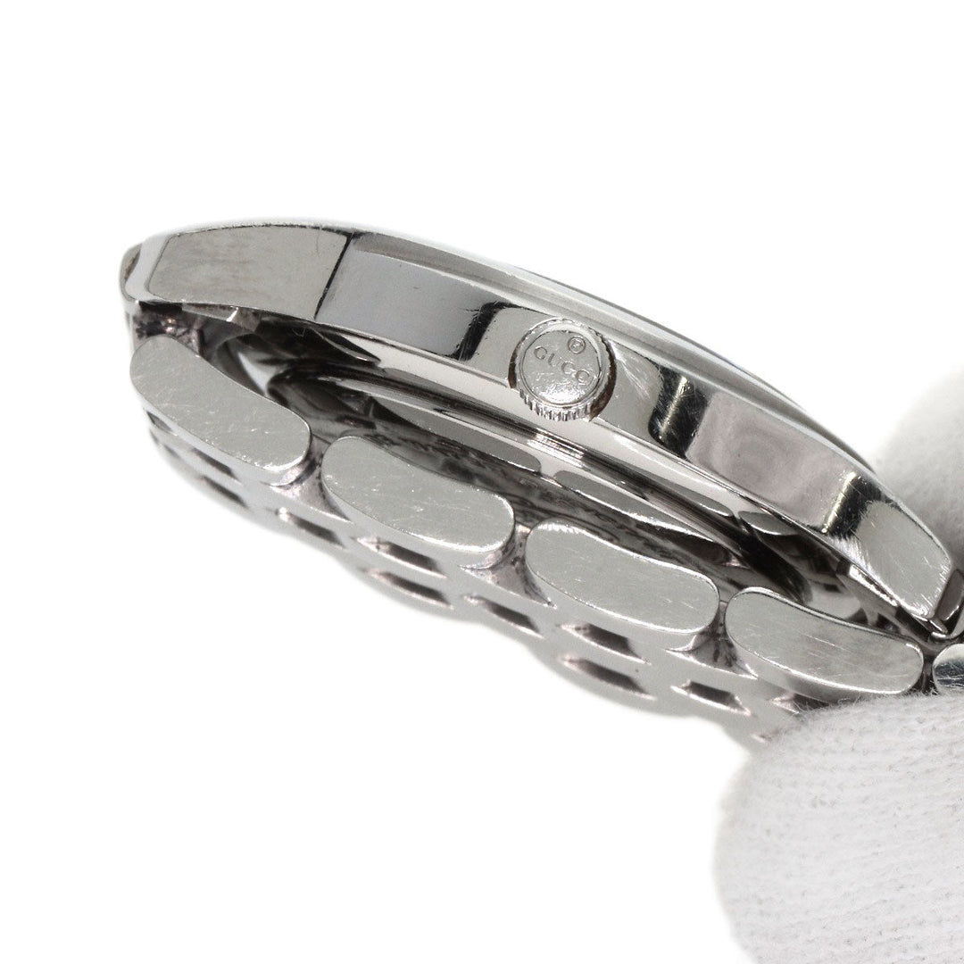 GUCCI Watches Quartz 5500L Stainless Steel , Stainless Steel Silver 11P Diamond black dial Women Used Authentic