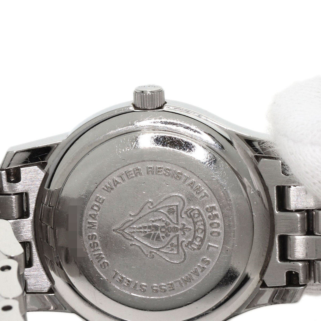 GUCCI Watches Quartz 5500L Stainless Steel , Stainless Steel Silver 11P Diamond black dial Women Used Authentic